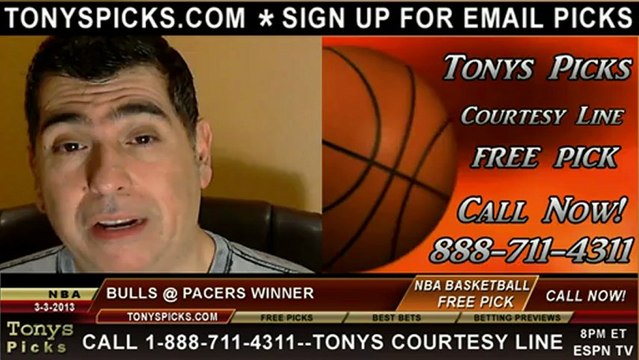 Indiana Pacers versus Chicago Bulls Pick Prediction NBA Pro Basketball Odds Preview 3-3-2013