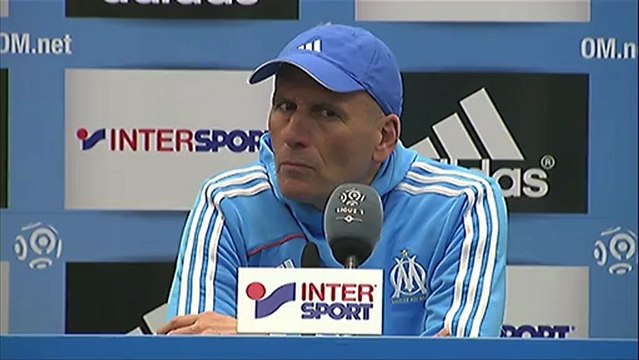 Conférence de presse Olympique de Marseille - ESTAC Troyes : Elie BAUP (OM) - Jean-Marc FURLAN (ESTAC) - saison 2012/2013