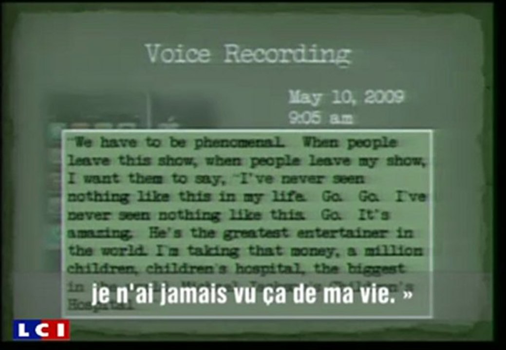 L'enregistrement sonore d'un appel téléphonique entre Michael Jackson et son médecin