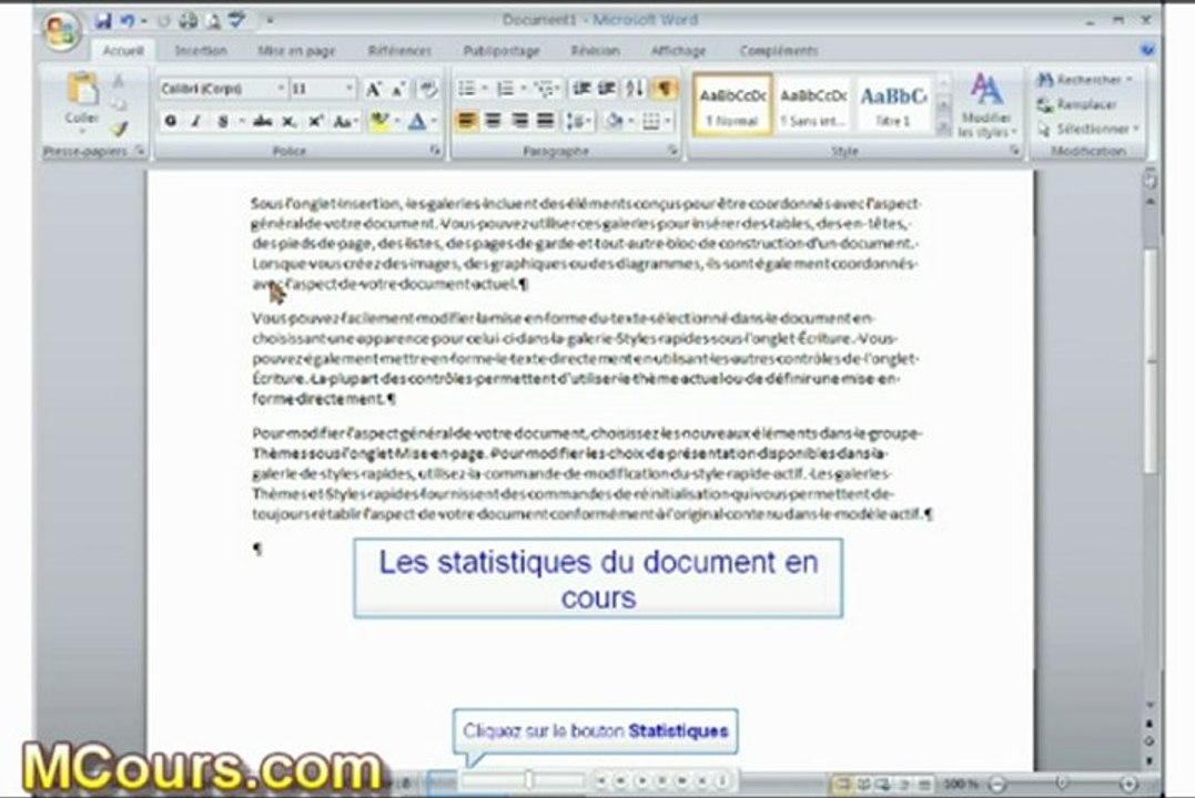 Tutoriel WORD 2007: Cours N°4 Personnaliser la Barre d'état