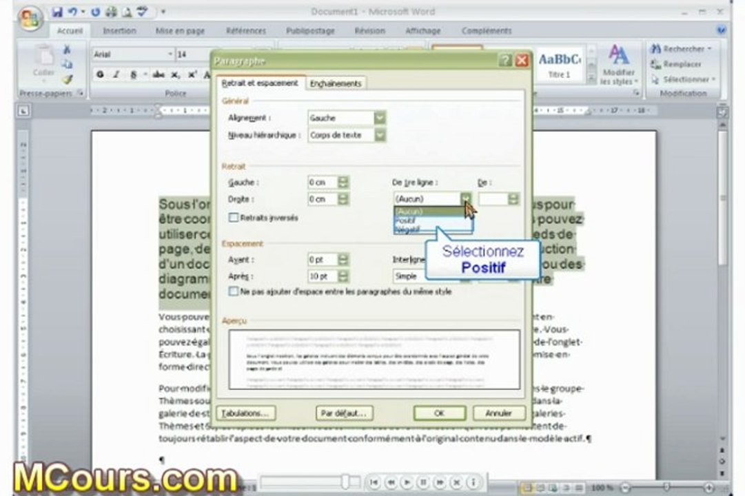 Tutoriel WORD 2007: Cours N°5 Lancer la boite de dialogue