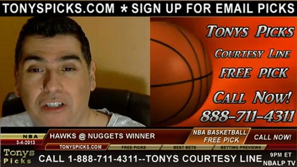 Denver Nuggets versus Atlanta Hawks Pick Prediction NBA Pro Basketball Odds Preview 3-4-2013
