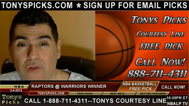 Golden St Warriors versus Toronto Raptors Pick Prediction NBA Pro Basketball Odds Preview 3-4-2013