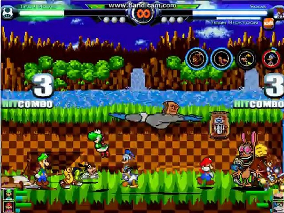MUGEN: Team Mario (me) vs Sora and Team Nicktoons