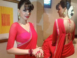 Sherlyn Chopra in Red Hot Saree
