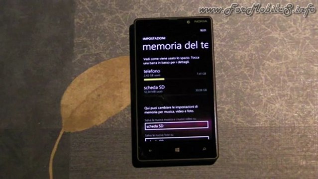Nokia Lumia 820 giallo - Demo compatibilità microSDHC (ADATA 32 GB)