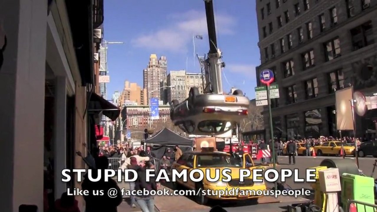 Taxi Crush Scene on set of Amazing Spider-man 2 in NYC