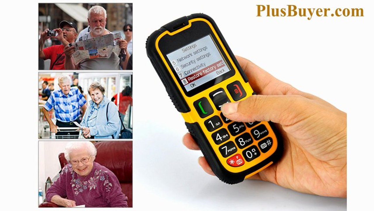 Waterproof Senior Citizen Rugged Cell Phone (Quad Band, Dual SIM, Bluetooth, SOS)