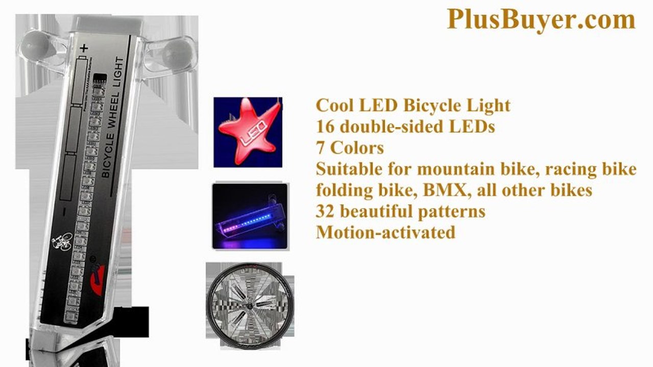 Cool Motion Activated LED Bike Wheel Light (16 Double-sided LED, 32 Patterns, 7 Colors)