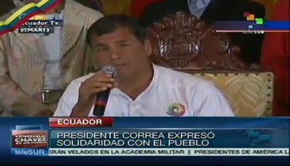 Correa en solidaridad con Venezuela tras muerte de Chávez