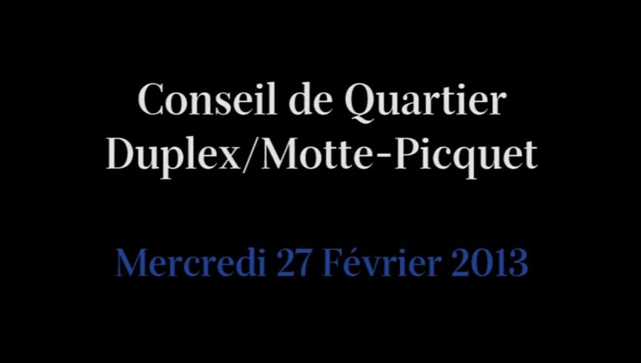Conseil de Quartier Dupleix/ Motte-Piquet du 27 Février 2013