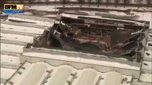 Vues aériennes du toit du Parc expo de Caen effondré à cause de la neige – 13/03