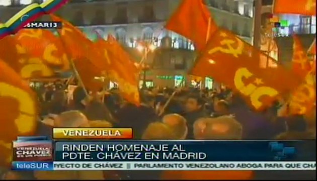 Rinden homenaje a Hugo Chávez en la Puerta del Sol, España
