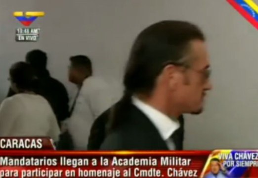 L'acteur Sean Penn aux funérailles de Chavez