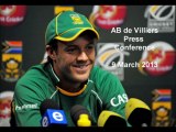 AB de Villiers Press Conference ahead of Pakistan ODI series, 9 March 2013, Bloemfontein