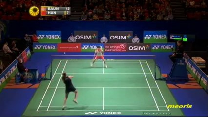Yonex AEO 2013 ~ WSR2 ~ Tine BAUN[DEN] vs Li HAN[CHN] ~ Part 1