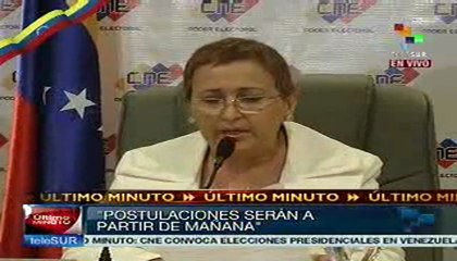 CNE en Venezuela anuncia elecciones para 14 de abril