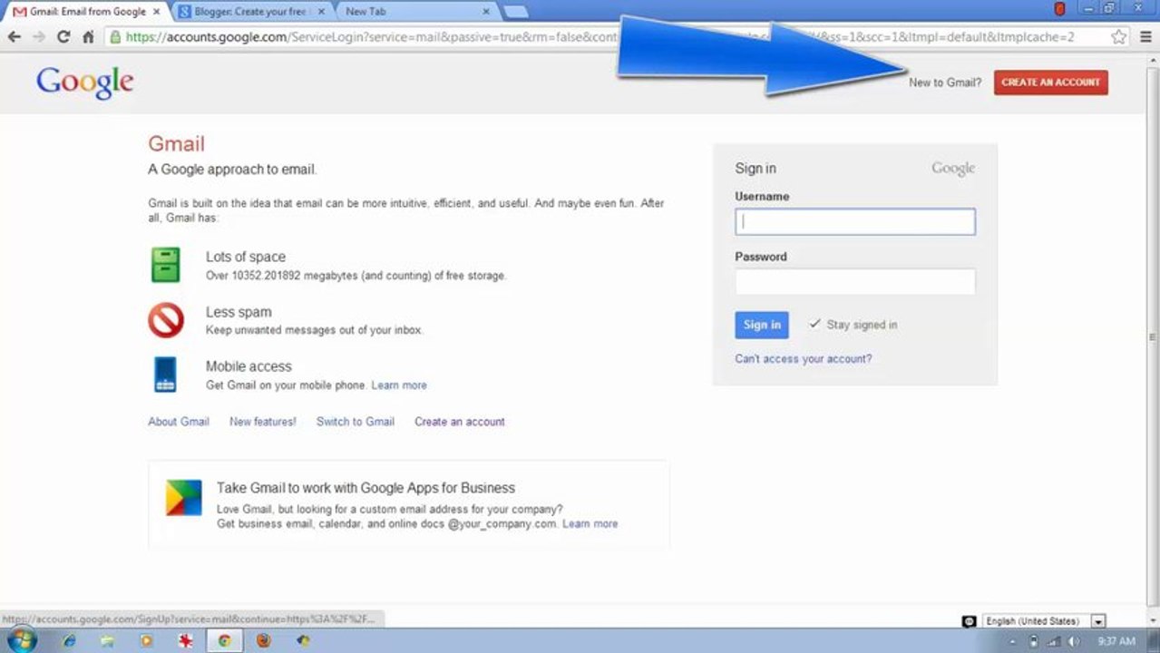 Blogger tutorial 1: Create Gmail account for blogger