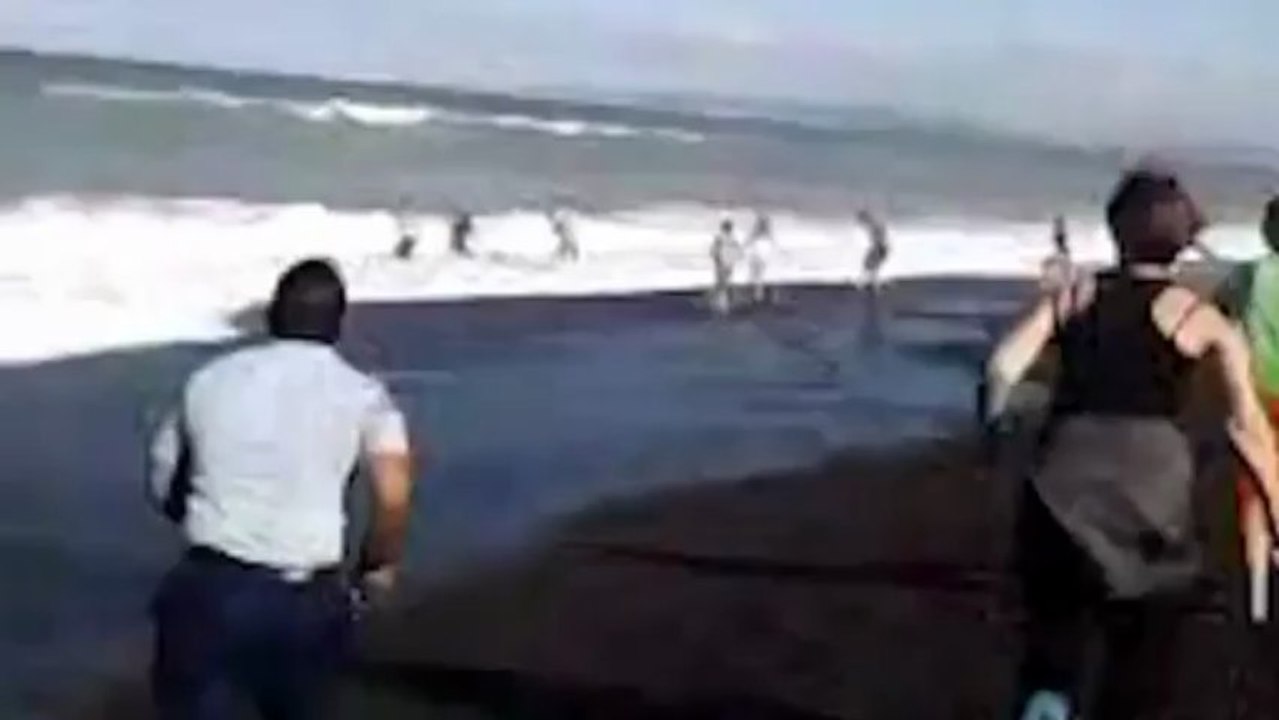 Un enfant sauvé de la noyade par une chaîne humaine