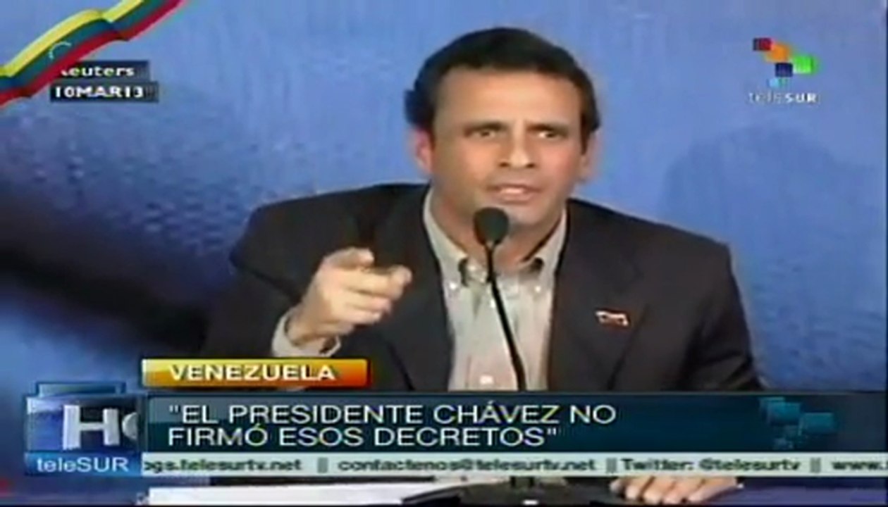 El presidente nunca firmó esos decretos, asegura Capriles