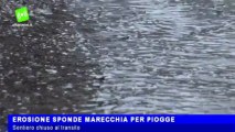 Erosione sponde Marecchia per piogge, sentiero  chiuso al transito