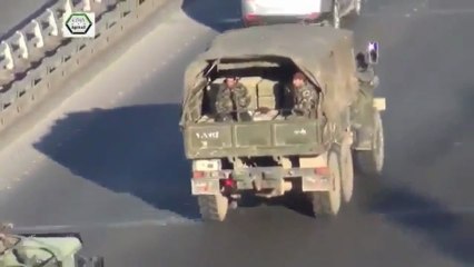 Syrian Army Convoy Damascus Aleppo Highway