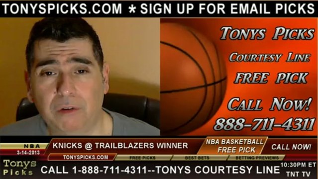 Portland Trailblazers versus New York Knicks Pick Prediction NBA Pro Basketball Odds Preview 3-14-2013