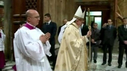 Pope Francis conducts first public Mass