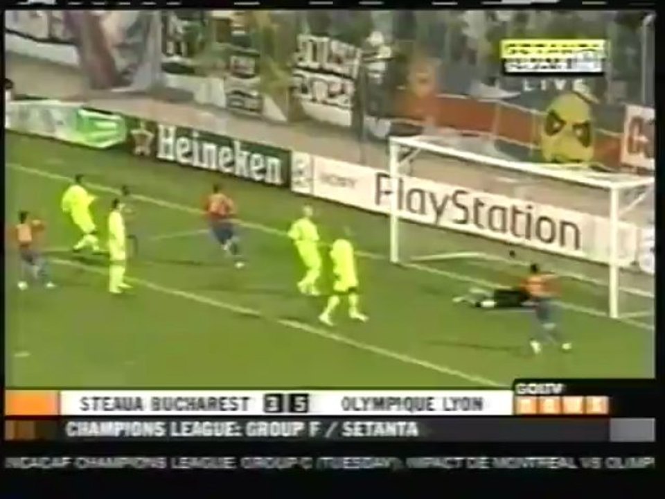 2008 (October 21) Steaua Bucharest (Romania) 3-Olympique Lyonnais (France) 5 (Champions League)