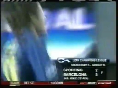 2008 (November 26) Sporting Lisbon (Portugal) 2-Barcelona (Spain) 5 (Champions League)