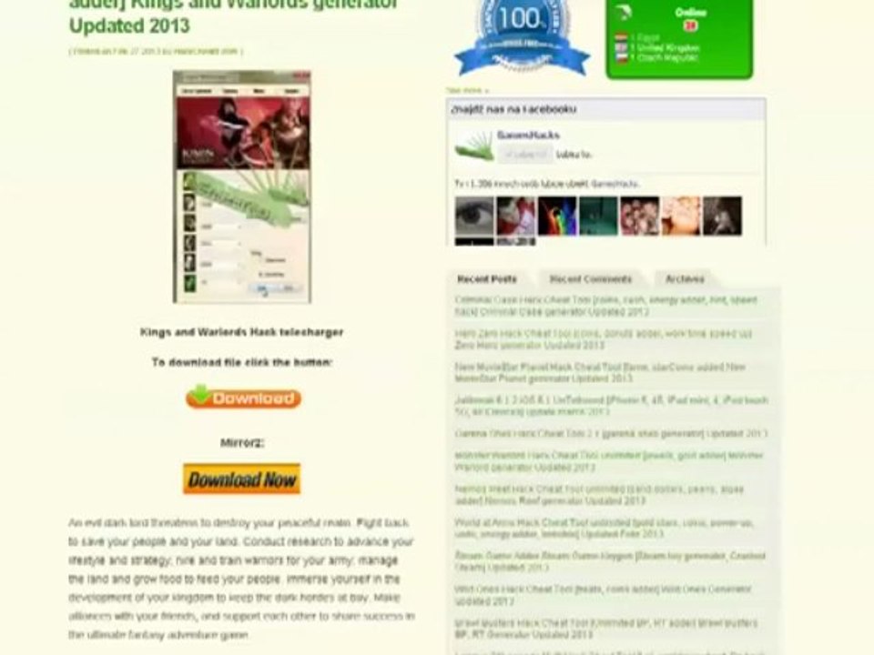 Kings and Warlords Tool 2013 Pirater Hack Ÿ Cheat FREE DOWNLOAD