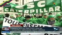 Protestas anti-austeridad en la cumbre de la UE en Bruselas