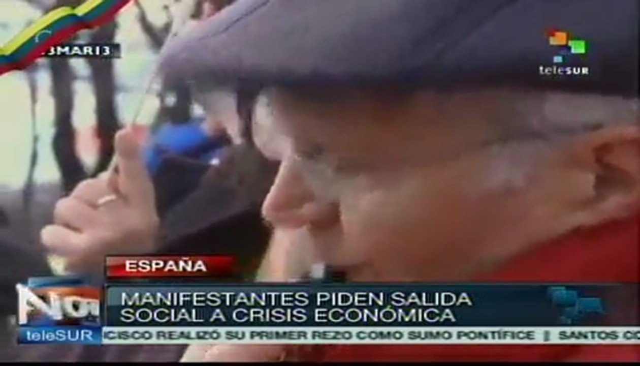 Españoles protestan contra la crisis económica en Europa