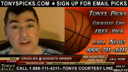 Denver Nuggets versus Memphis Grizzlies Pick Prediction NBA Pro Basketball Odds Preview 3-15-2013