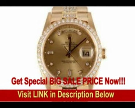 [BEST BUY] Rolex Mens Yellow Gold Super President Champagne Dial Diamond Bezel