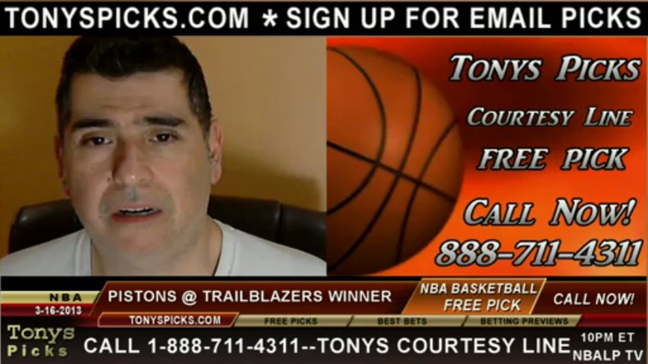 Portland Trailblazers versus Detroit Pistons Pick Prediction NBA Pro Basketball Odds Preview 3-16-2013