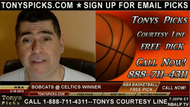 Boston Celtics versus Charlotte Bobcats Pick Prediction NBA Pro Basketball Odds Preview 3-16-2013