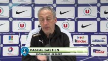 Conférence de presse Havre AC - Chamois Niortais : Erick MOMBAERTS (HAC) - Pascal GASTIEN (NIORT) - saison 2012/2013