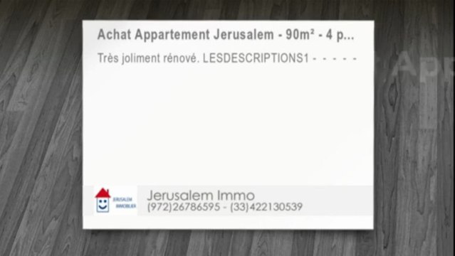 A vendre bel appartement rénové à Arnona, Jérusalem Immobilier