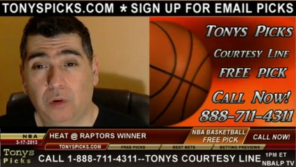Toronto Raptors versus Miami Heat Pick Prediction NBA Pro Basketball Odds Preview 3-17-2013
