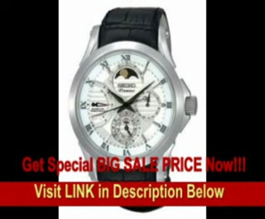 [FOR SALE] Seiko Mens Kinetic Direct Drive Moon Phase - Stainless - White Dial - Leather
