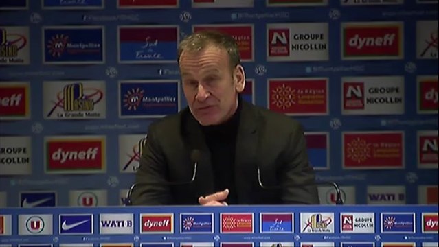 Conférence de presse Montpellier Hérault SC - ESTAC Troyes : René GIRARD (MHSC) - Jean-Marc FURLAN (ESTAC) - saison 2012/2013