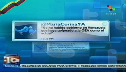 Dip. Machado criticó en Twitter homenaje a Chávez en la OEA
