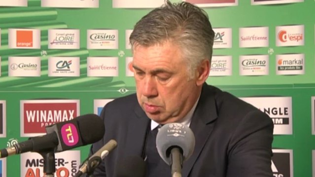Carlo Ancelotti réagit après le nul entre l'ASSE et le PSG