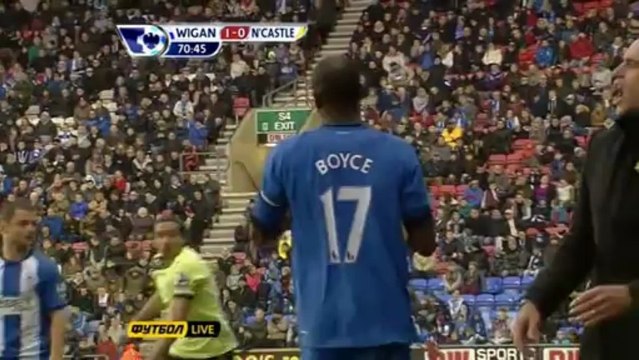 Чемпионат Англии 2012-13 30 тур Уиган-Ньюкасл 2 тайм