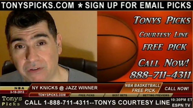 Utah Jazz versus New York Knicks Pick Prediction NBA Pro Basketball Odds Preview 3-18-2013