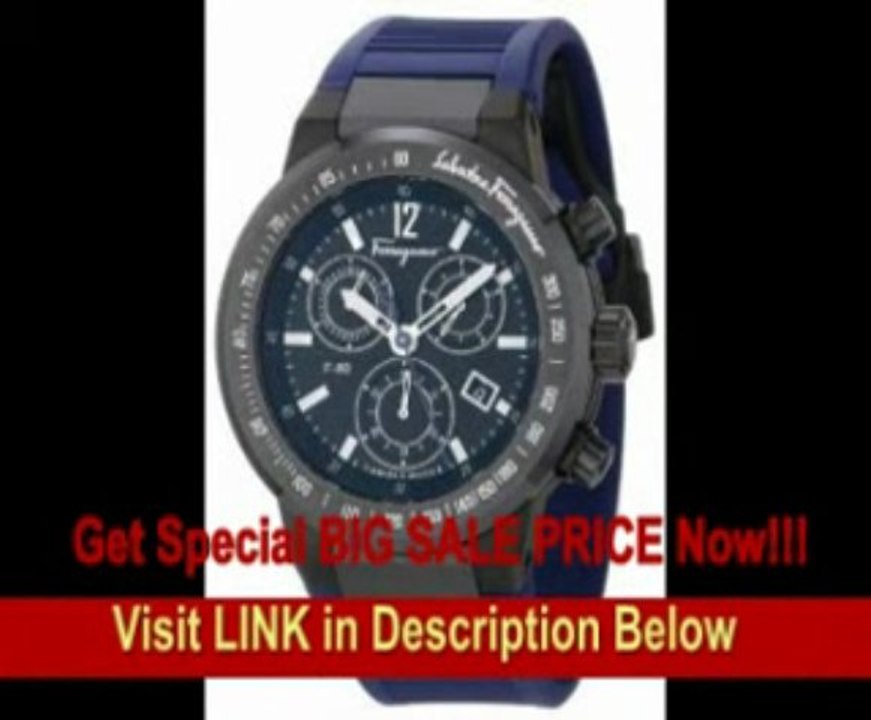 [BEST BUY] Ferragamo Men's F55LCQ6809 SR04 F-80 Ceramic Tachymeter Bezel Sapphire Crystal Blue Rubber Chronograph Date Watch...
