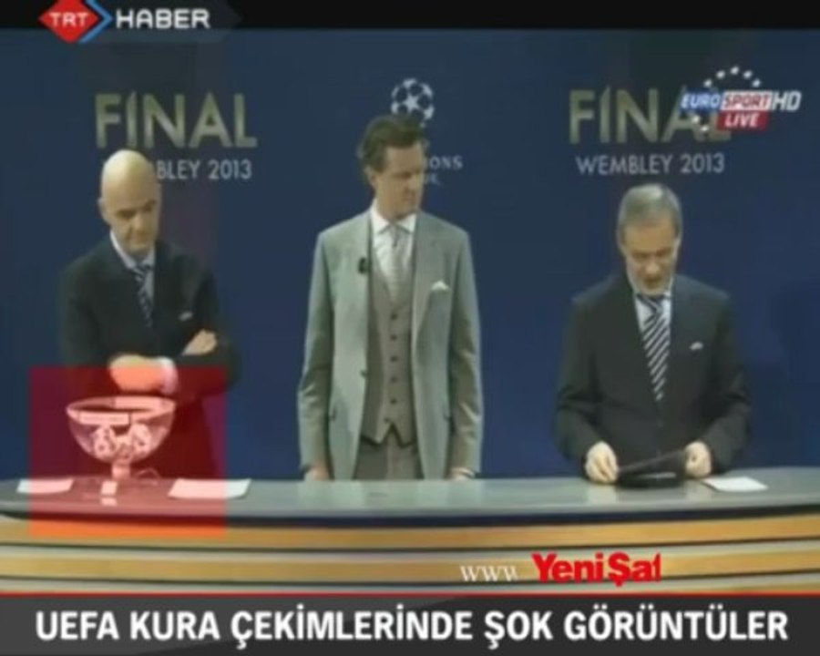 UEFA kura çekimlerinden şok görüntüler