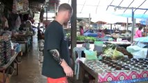 Laos - Getting Fishing Baits at the Fresh Market - Never Stop Riding