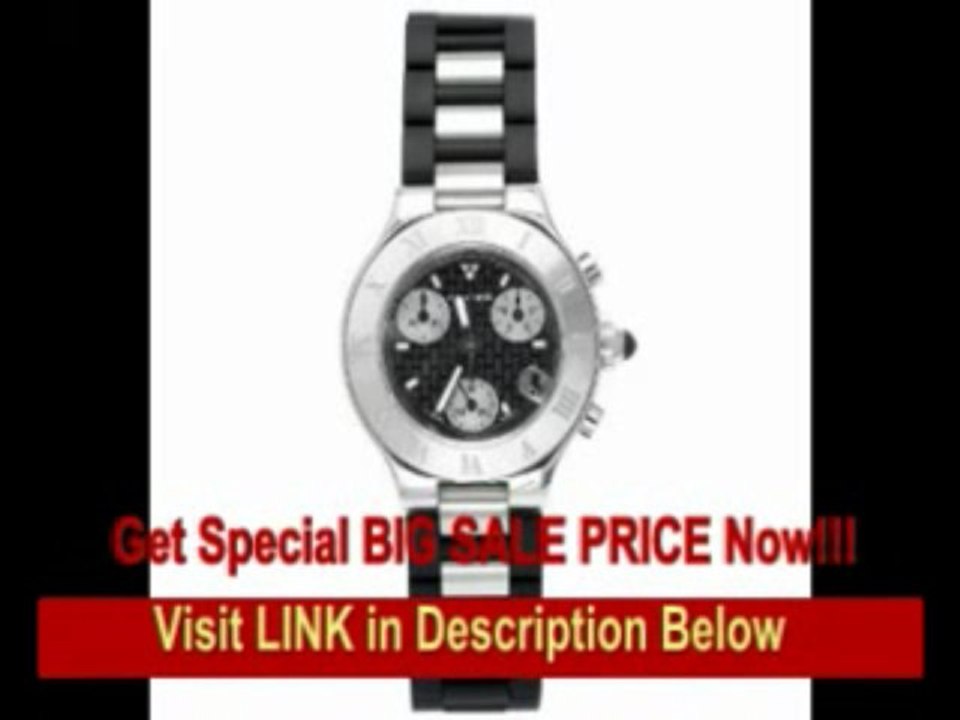 [BEST PRICE] Cartier Women's W10198U2 Must 21 Chronoscaph Stainless Steel and Black Rubber Chronograph Watch